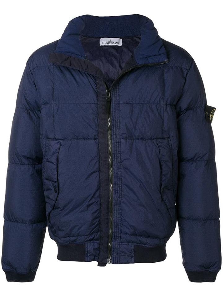 Stone Island Logo Patch Padded Jacket - Blue
