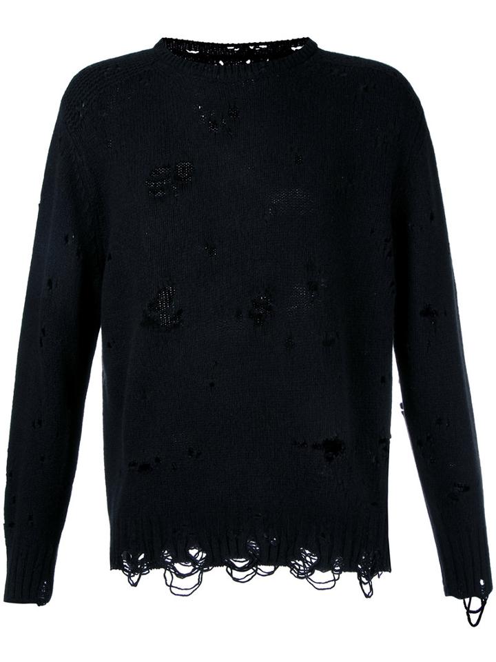The Soloist Destroyed Jumper, Men's, Size: 48, Black, Cashmere/wool