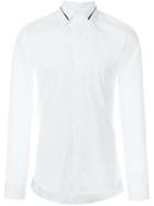Les Hommes Collar Stripe Shirt, Men's, Size: 50, White, Cotton/spandex/elastane