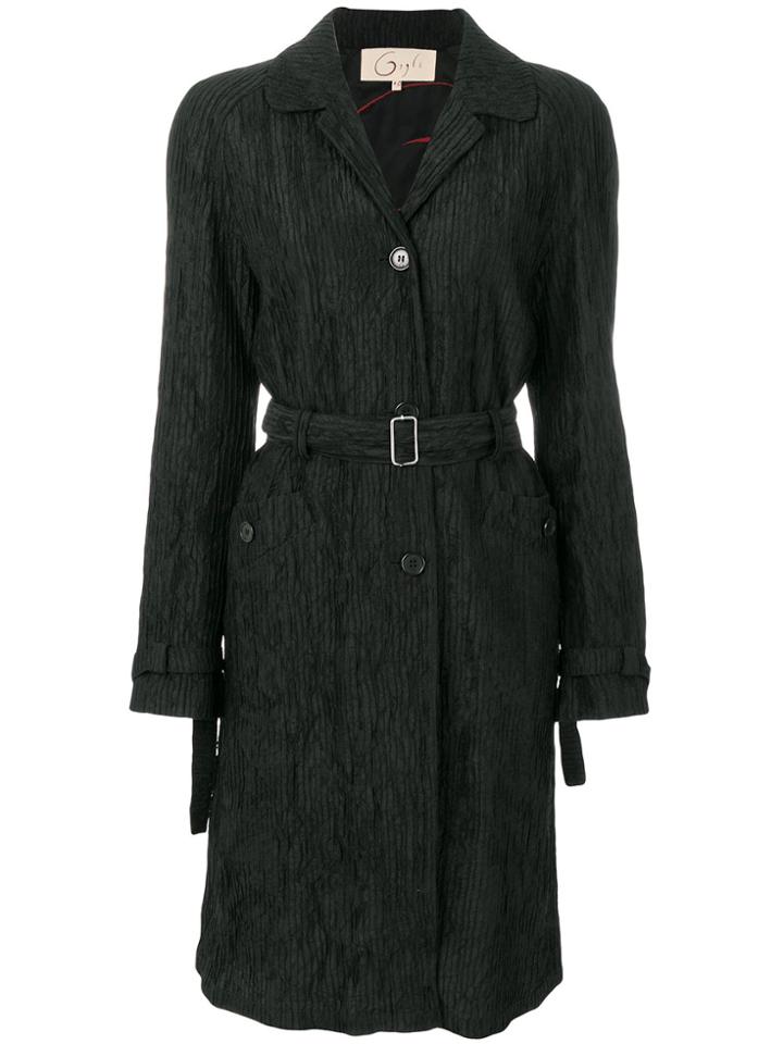 Romeo Gigli Vintage Pleated Belted Coat - Black