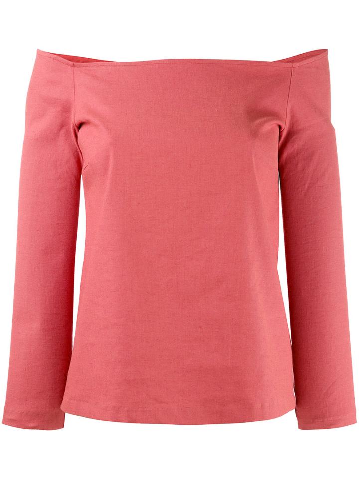 Theory - Off-shoulder Blouse - Women - Linen/flax/spandex/elastane/viscose - S, Yellow/orange, Linen/flax/spandex/elastane/viscose