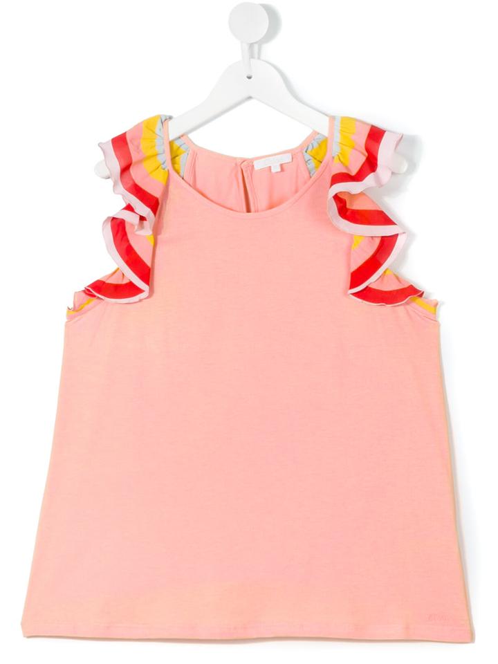 Chloé Kids - Teen Ruffle Sleeve Top - Kids - Cotton/polyester/modal - 14 Yrs, Girl's, Yellow/orange