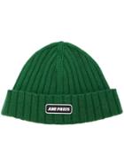 Ami Alexandre Mattiussi Ribbed Beanie With Ami Paris Patch - Green