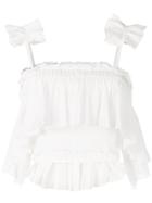 Aje Ruffled Cropped Top - White