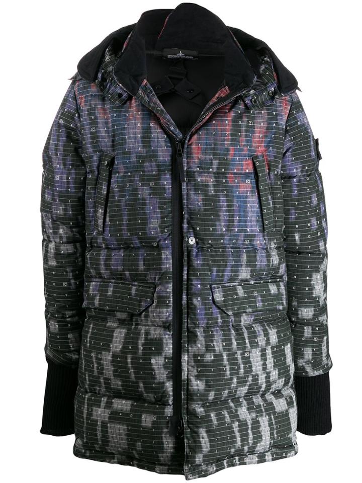 Stone Island Shadow Project Digital Print Padded Coat - Black