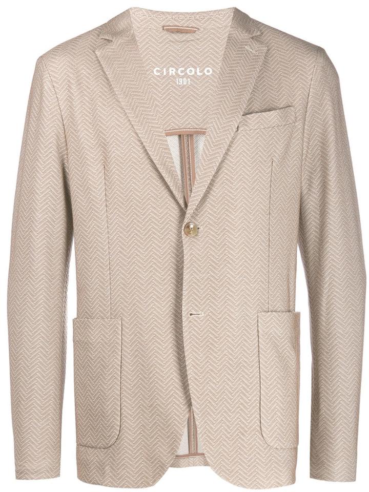 Circolo 1901 Woven Chevron Blazer - Neutrals