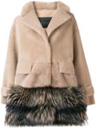 Blancha Contrast Material Coat - Neutrals