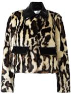 Carven Animal Print Cropped Jacket, Women's, Size: 36, Brown, Modacrylic/acetate/viscose/polyurethane