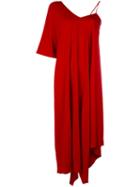 Maison Margiela - Draped Sleeve Asymmetric Dress - Women - Viscose - 42, Red, Viscose