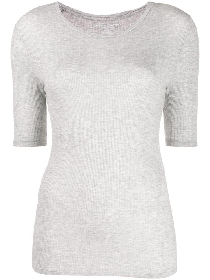 Majestic Filatures Round Neck Ribbed T-shirt - Grey
