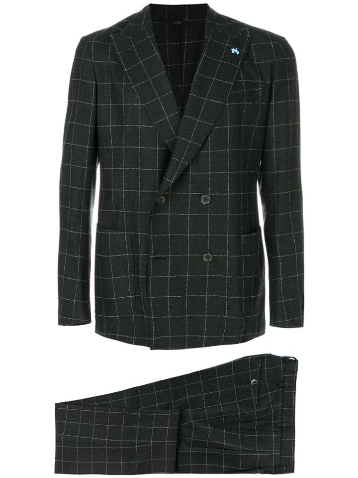 Tombolini Checked Formal Suit - Grey