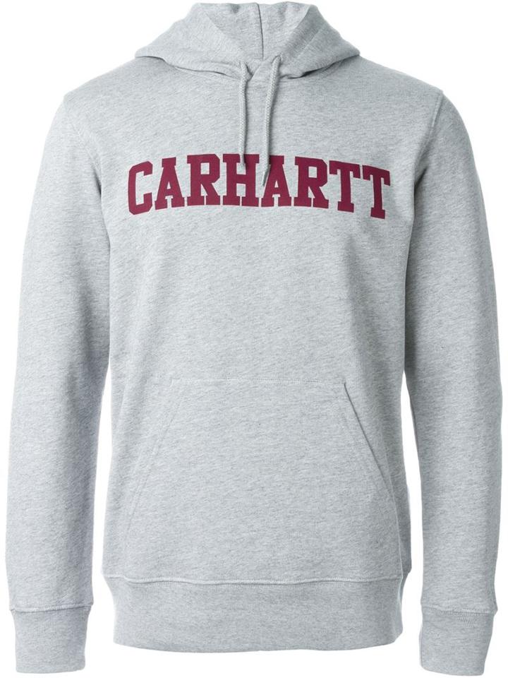 Carhartt Logo Print College Hoodie, Men's, Size: S, Grey, Cotton