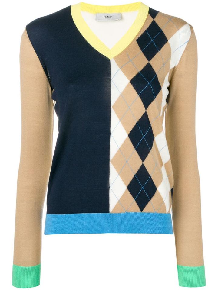 Pringle Of Scotland Argyle Colour Block Knitted Top - Neutrals