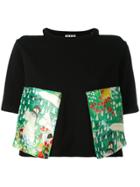Aalto Cut-out Shoulders Cropped T-shirt - Black