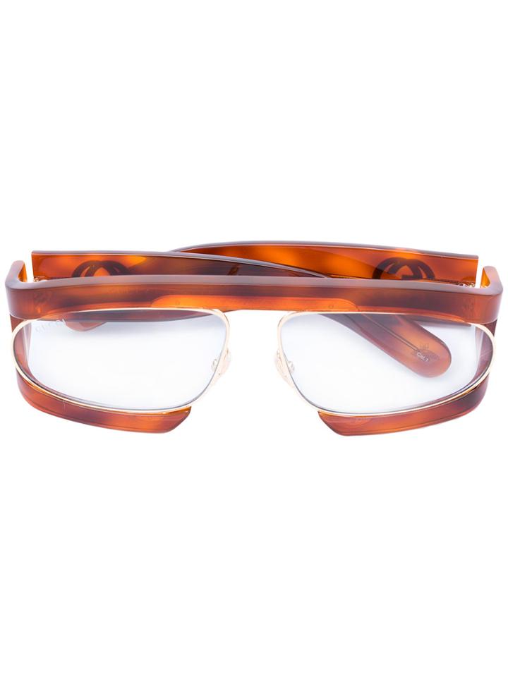 Gucci Eyewear Rectangular-frame Sunglasses - Brown