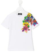 Dsquared2 Kids Floral Print Shoulder T-shirt, Boy's, Size: 6 Yrs, White