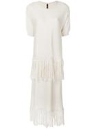 Sara Lanzi - Knit Fringe Panel Dress - Women - Silk - S, Nude/neutrals, Silk