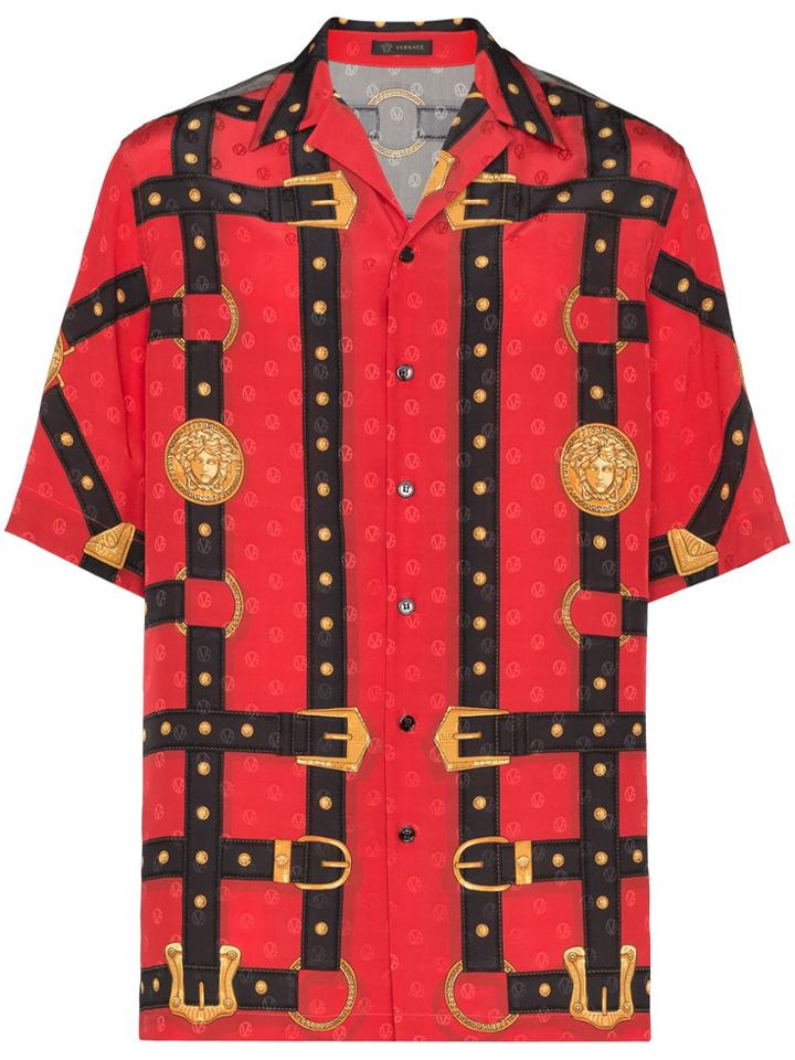 Versace Medusa Harness Print Shirt - Rosso Stampa
