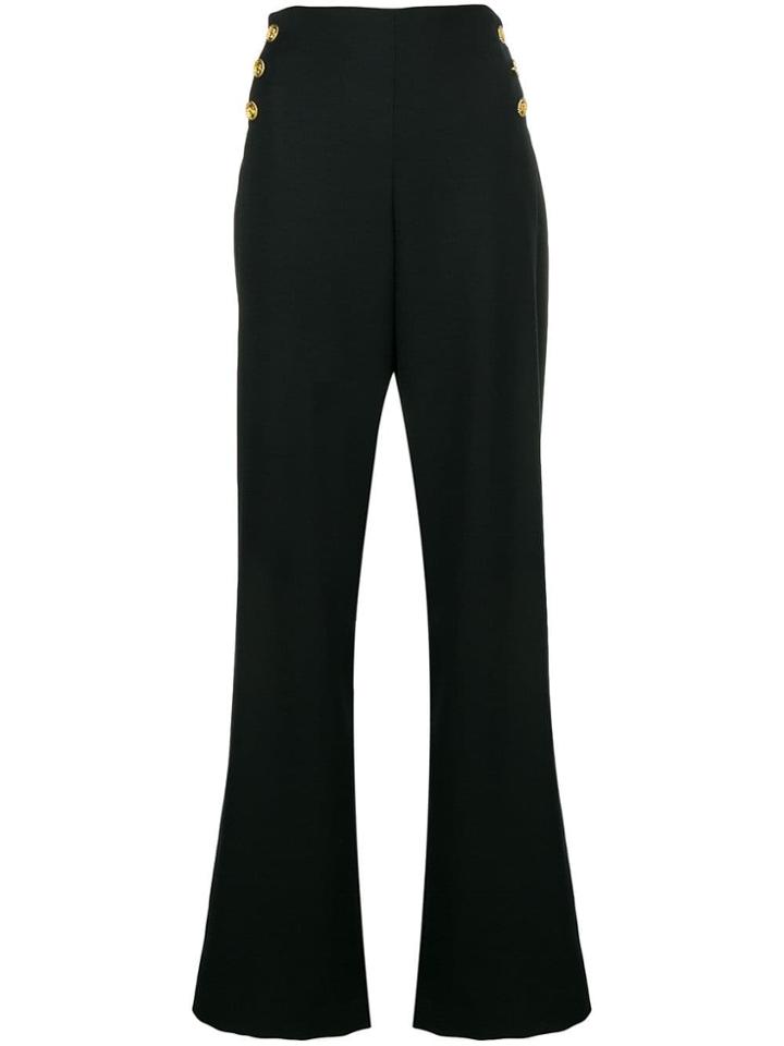 Edward Achour Paris High Waist Flared Trousers - Black