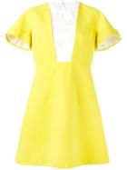 Delpozo Floral Embellished Flared Dress, Women's, Size: 38, Yellow/orange, Cotton/viscose