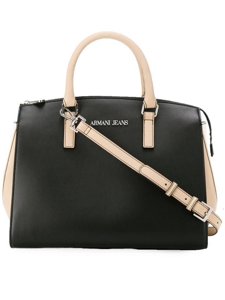 Armani Jeans Contrast Panel Tote Bag, Women's, Black, Polyester/cotton/viscose/polyester