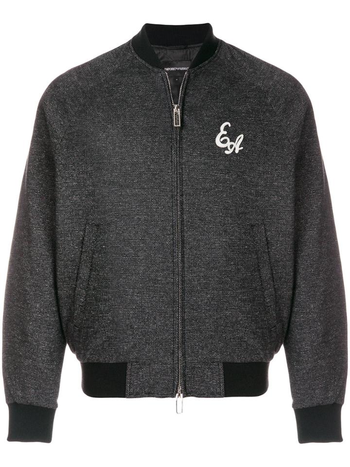 Emporio Armani Embroidered Logo Bomber Jacket - Grey