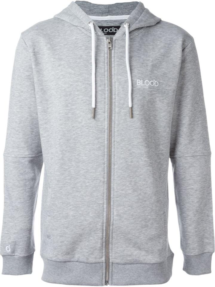 Blood Brother Zipped-up Hoodie, Men's, Size: M, Grey, Cotton/polyester