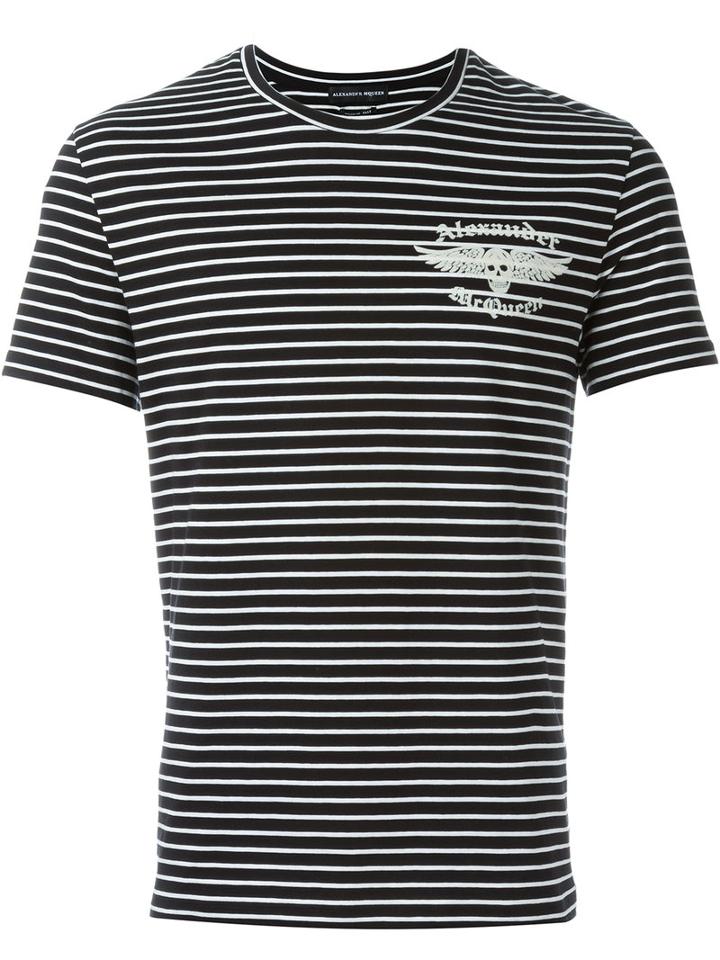 Alexander Mcqueen Striped T-shirt, Size: Xxl, Black, Cotton
