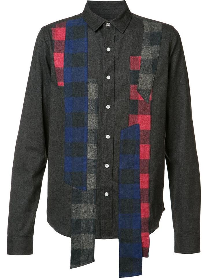 Mostly Heard Rarely Seen Plaid Longer Stripes Shirt, Men's, Size: Small, Black, Cotton