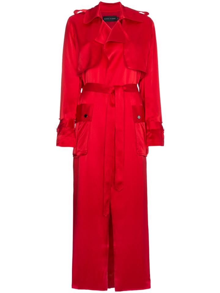 Michael Lo Sordo Silk Trench Coat - Red