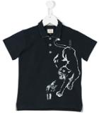 Armani Junior - Panther Print Polo Shirt - Kids - Cotton - 10 Yrs, Blue
