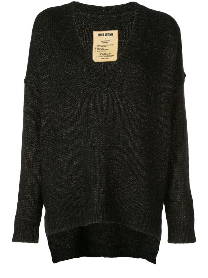 Uma Wang Deep V-neck Knitted Jumper - Black