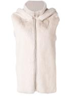 Liska Hooded Sleeveless Jacket - Brown