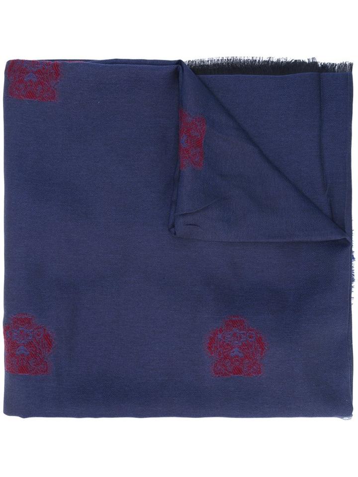 Kenzo Multi Tiger Scarf, Women's, Blue, Silk/viscose/wool/modal