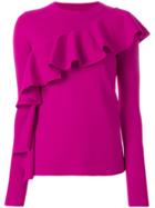 Dvf Diane Von Furstenberg Asymmetric Ruffle Blouse - Pink & Purple