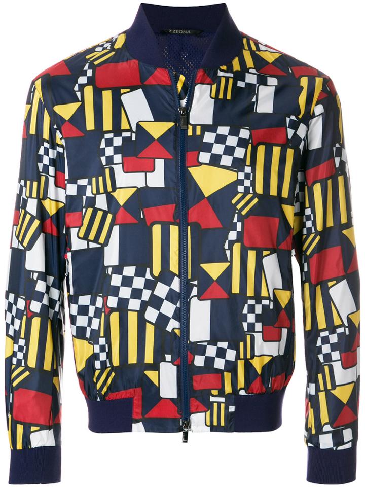 Ermenegildo Zegna Geometric Print Bomber Jacket - Multicolour