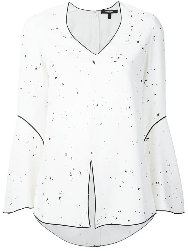 Derek Lam Contrast Trim Blouse, Women's, Size: 38, White, Silk/acetate/viscose