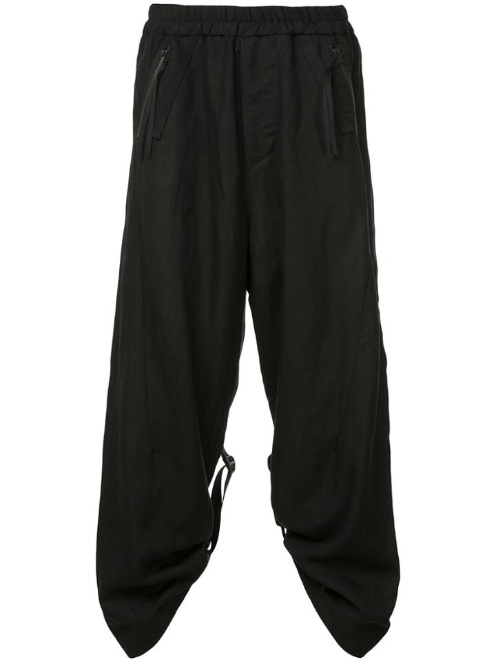 Julius Loose-fit Strap Detail Trousers - Black