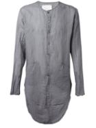 Nostra Santissima 'cassaro' Long Back Button Down Shirt, Men's, Size: 48, Grey, Cotton/linen/flax
