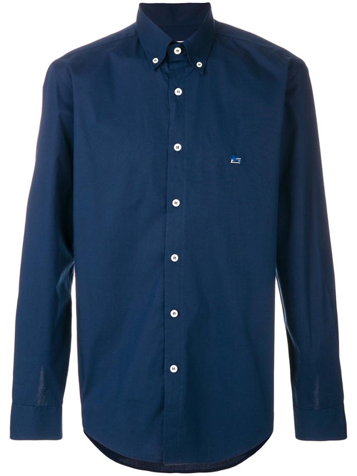 Etro Button Down Logo Shirt - Blue