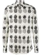Dolce & Gabbana Pineapple Printed Shirt, Men's, Size: 39, Nude/neutrals, Cotton