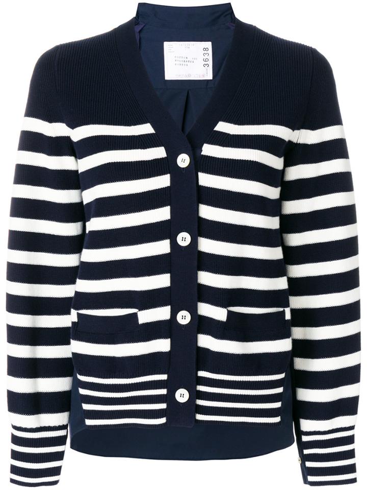 Sacai Breton Striped Cardigan - Blue