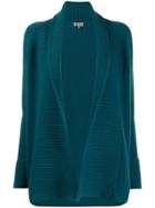 N.peal Open Front Ribbed Cardigan - Blue