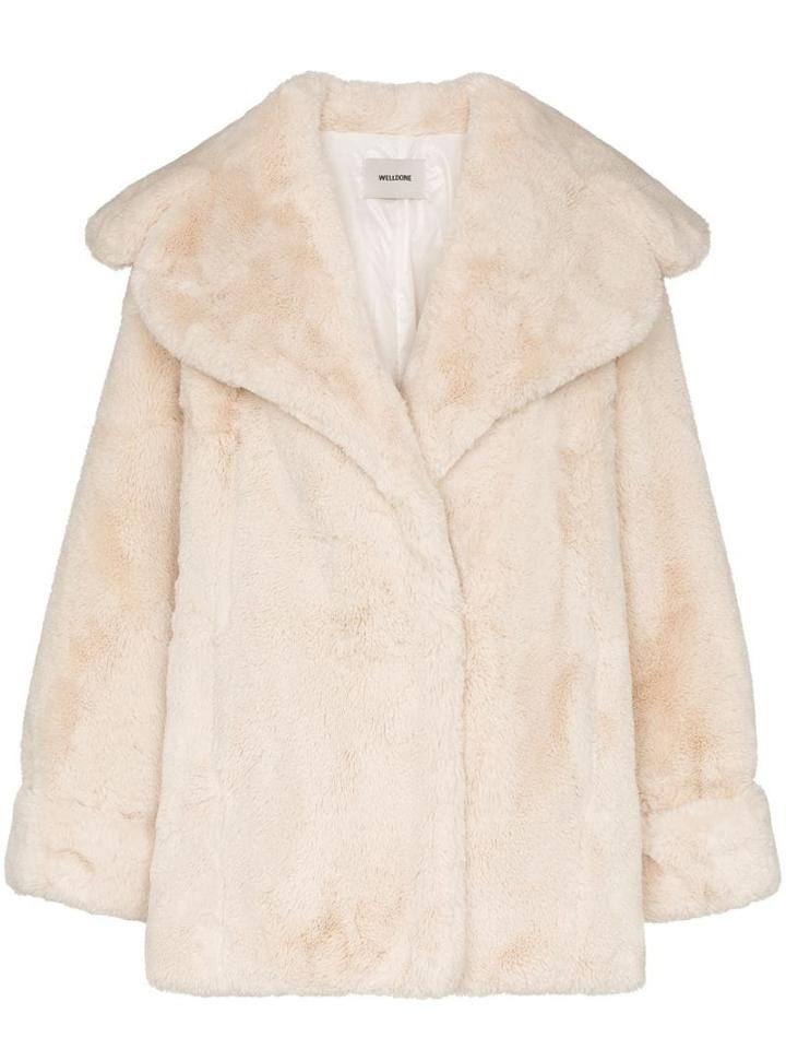 We11done Oversized Faux Fur Coat - Neutrals