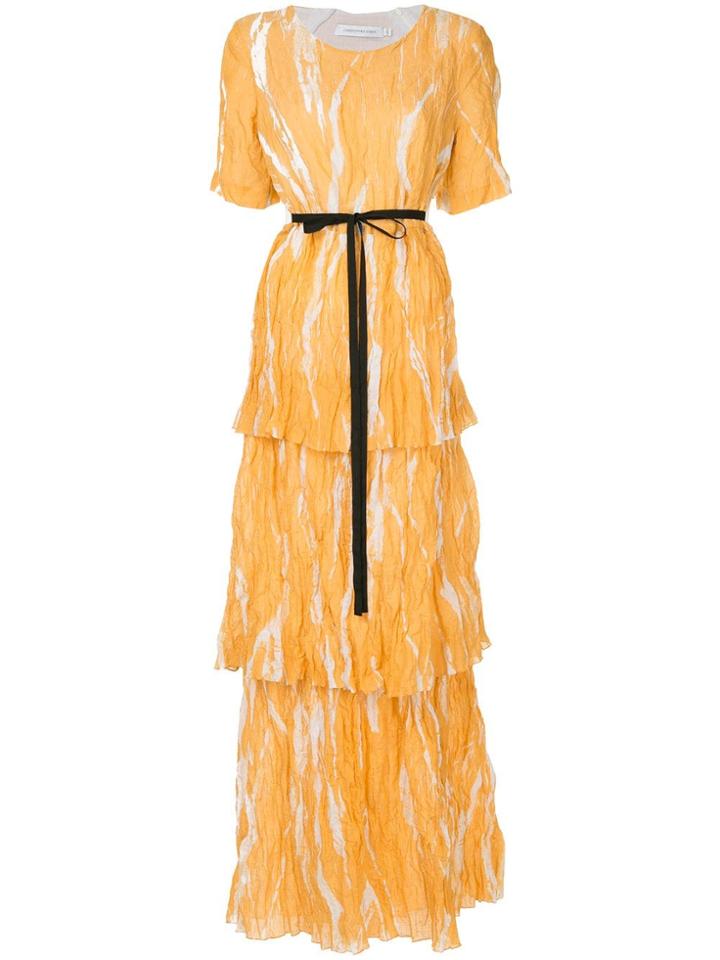 Christopher Esber Ruched Long Dress - Yellow & Orange