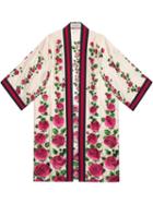 Gucci Rose Garden Print Silk Kimono - Pink