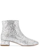 Miu Miu Glitter-embellished Ankle Boots - Silver