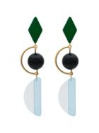 Marni Green And Blue Resin And Metal Hook Earrings