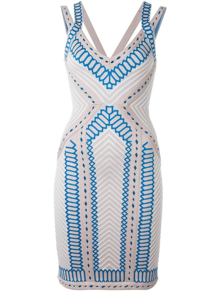 Hervé Léger Printed Fitted Dress, Women's, Size: Small, Pink/purple, Rayon/nylon/spandex/elastane