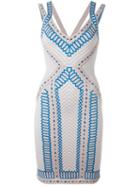 Hervé Léger Printed Fitted Dress, Women's, Size: Small, Pink/purple, Rayon/nylon/spandex/elastane